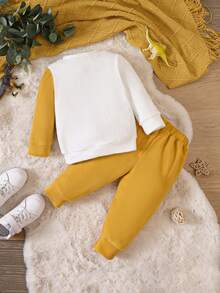 Baby Boy Cartoon Graphic 3D Patched Pullover & Sweatpants - Multicolor - View 2