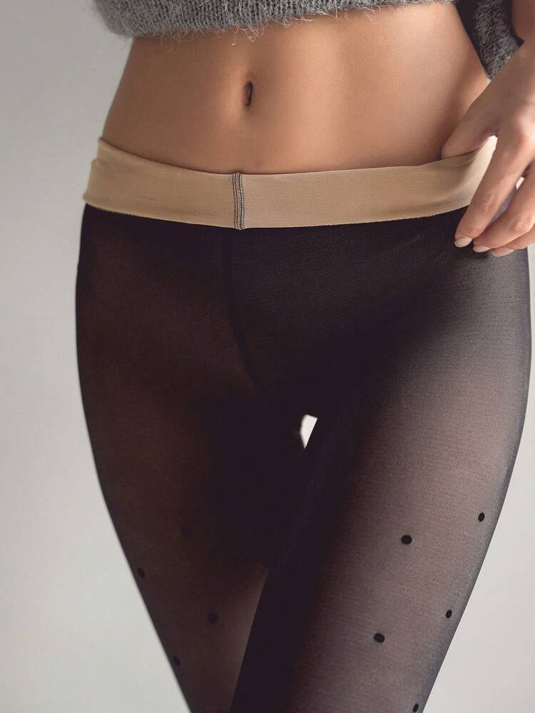 Polka Dot Print Tights,Thermal Lined