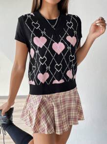 SHEIN Unity Heart Pattern Sweater Vest - Multicolor - View 5