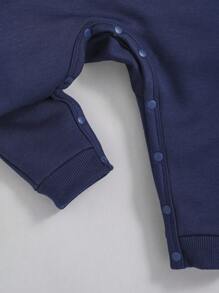 SHEIN Baby Boy Plaid Print 2 In 1 Jumpsuit - Navy Blue - View 8