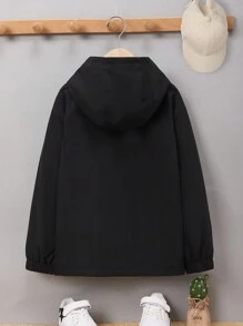 SHEIN Tween Boy Letter Graphic Hooded Coat