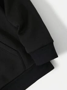 Manfinity Hypemode Nam Slogan Đồ họa Trái tim Túi kangaroo Hoodie - màu đen - Xem 3