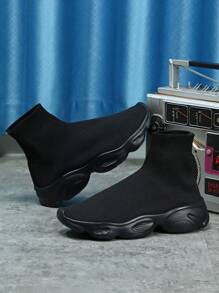 黑色柔軟的和透氣跑步鞋適合男人及女人,步行和休閒運動鞋 - 黑色 - 查看 1