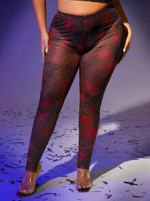 SHEIN SXY Plus Quần legging in lưới không có quần lót - màu đen - Xem 5