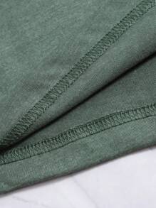 INAWLY 心形印花圆领 T 恤 图案 T 恤 女式上衣 - 墨綠色 - 查看 4