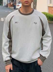 DAZY Homme Sweat-shirt À Lettres À Bordure Contrastante Manches Raglan