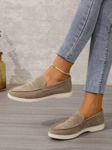 Mùa Xuân / Mùa thu Thoải mái Của phụ nữ Giày phẳng , Giày Penny Loafers Đối với Sinh viên - Lạc đà - Xem 3