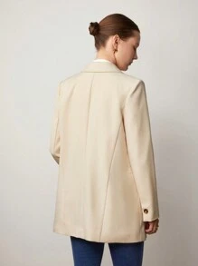 BizChic 翻領單扣西裝外套 - 杏色 - 查看 2