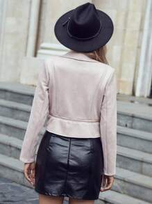 Zolique 大翻領開門襟短夾克 - 卡其色 - 查看 2