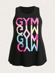 SHEIN Sport Studio Plus Size 2pcs Letter Graphic Sports Tank Top Tank Top Set