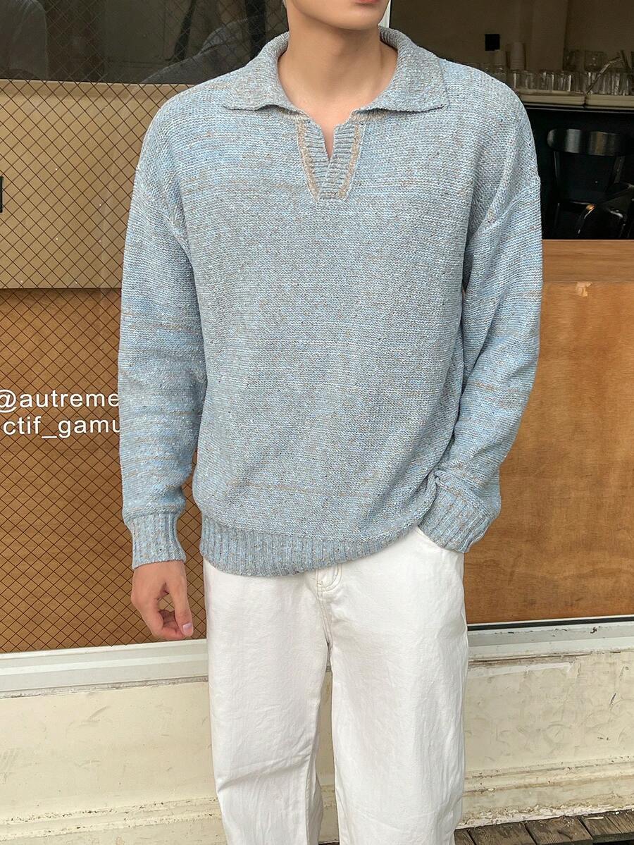 Manfinity Hypemode Men Marled Knit Drop Shoulder Sweater - Multicolor - View 1