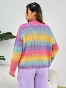 SHEIN EZwear Talla grande Jersey de ombré de hombros caídos - Multicolor - Ver 3