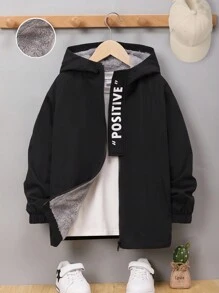 SHEIN Tween Boy Letter Graphic Hooded Coat