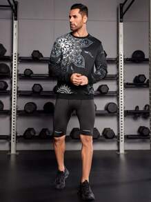 Manfinity Sport Corelite Men Mandala Print Sports Sweatshirt Men Sweatshirt