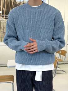 DAZY Men Solid Drop Shoulder Fall Sweater Without Tee