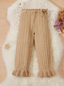 SHEIN Chica Joven Pantalones bajo con fruncido tejido