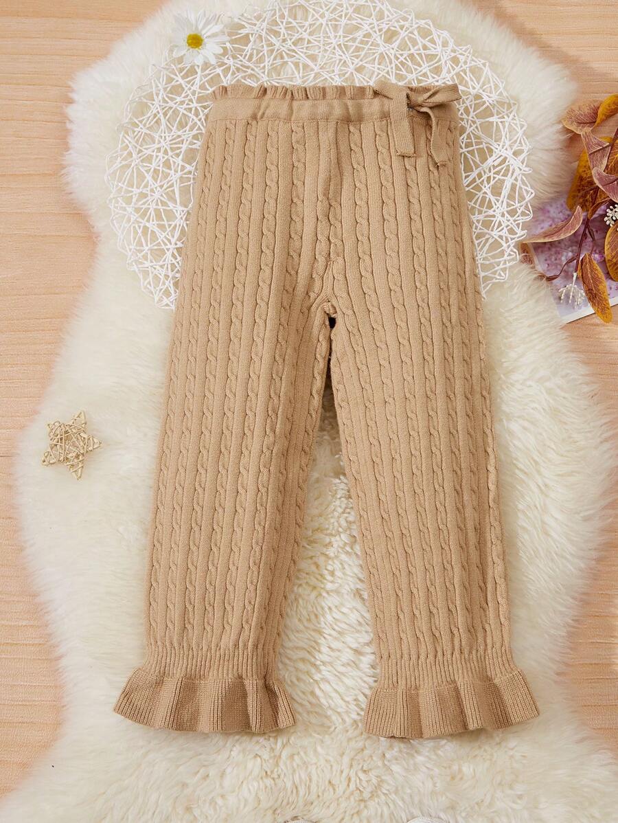 SHEIN Chica Joven Pantalones bajo con fruncido tejido