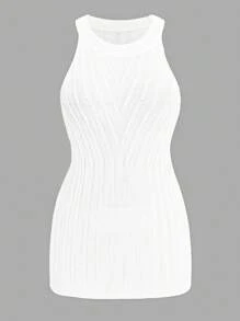 Celure Hơn Chất rắn Knit ngọn - trắng - Xem 1