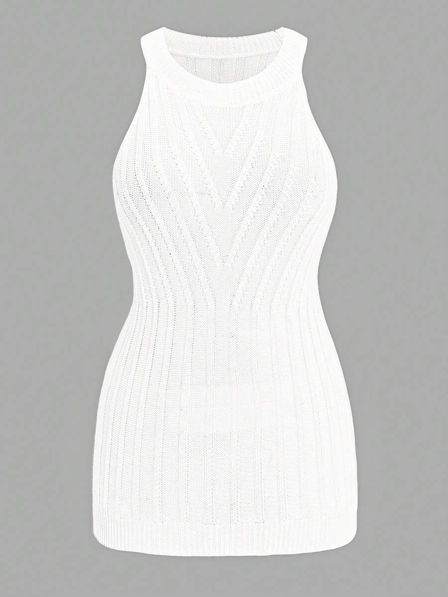 Celure Hơn Chất rắn Knit ngọn - trắng - Xem 1