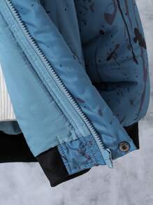 Tween Boy Marble Print Hooded Padded Coat Without Sweater - Grey - View 5