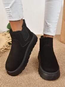 Botas de nieve antideslizantes, gruesas y con pelo para mujer, de moda, invierno 2025 - Negro - Ver 7