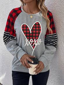 EMERY ROSE Heart & Letter Graphic Raglan Sleeve Sweatshirt - Multicolor - View 5