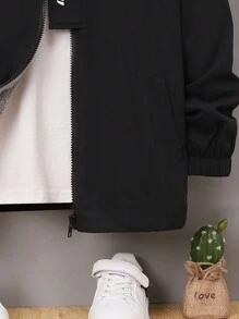 SHEIN Tween Boy Letter Graphic Hooded Coat