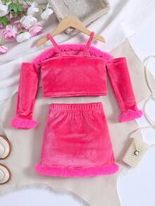 SHEIN 女童（小）兩件套 - 玫紅色 - 查看 2