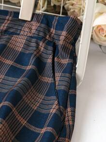 SHEIN LUNE Plus Plaid Print Wide Leg Pants Without Belt