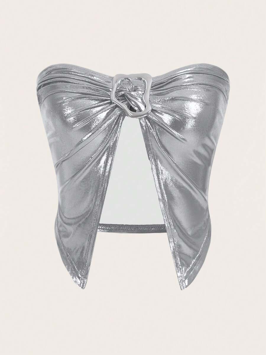 SHEIN ICON 女士上衣 - 銀色 - 查看 1