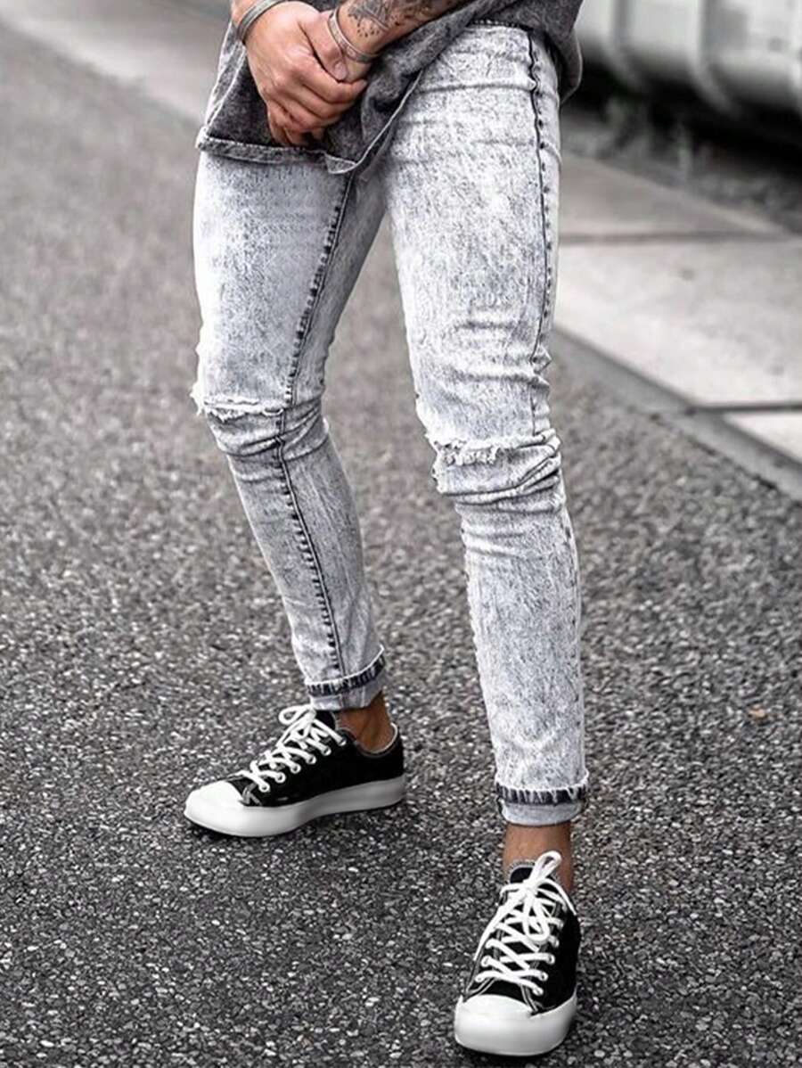 Men Solid Skinny Jeans - Light Grey - View 1