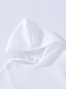 Young Girl Solid Thermal Lined Sweatshirt - White - View 3