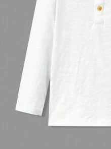 SHEIN 年輕男孩休閒針織半扣實色T卹，3入組季度扣領上衣 - 藍白色 - 查看 12