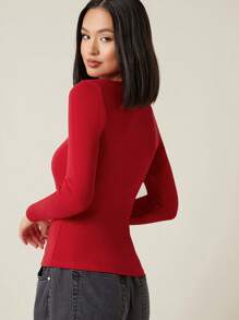 SHEIN BASICS Casual Solid Square Neck Form Fitted Tee