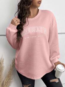 Elenzga 加字母图案落肩 T 恤 图案 T 恤 女式上衣