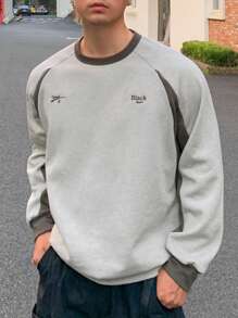 DAZY Homme Sweat-shirt À Lettres À Bordure Contrastante Manches Raglan