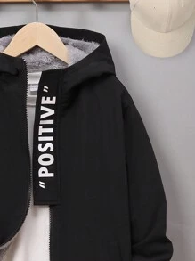 SHEIN Tween Boy Letter Graphic Hooded Coat