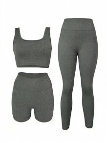 素色運動套裝 - 軍綠色 - 查看 2