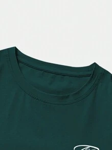 Manfinity Homme Men Slogan Graphic Tee - Dark Green - View 5