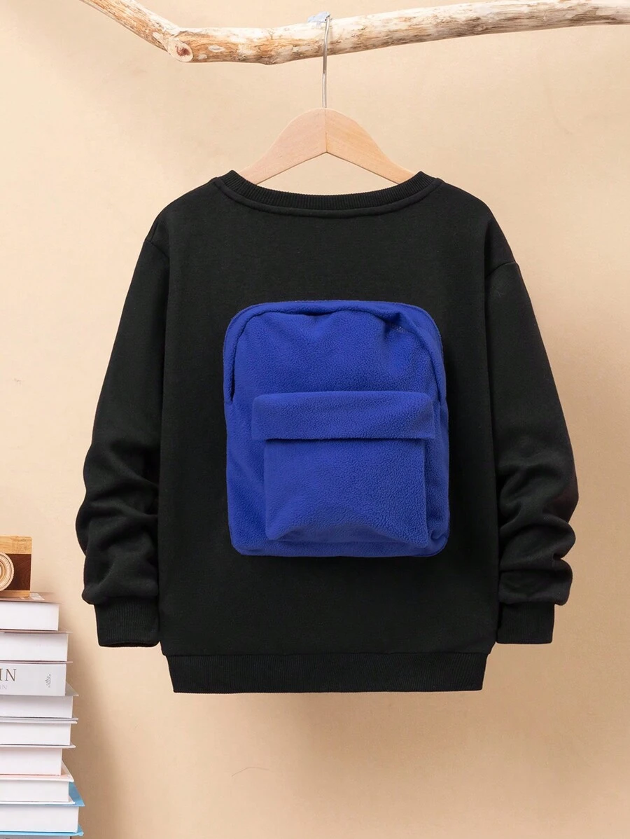 SHEIN Tween Boy Bag Spate Hanorac Fără Cămașă