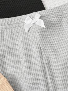 SHEIN 女小童3入組前蝴蝶結木耳邊騎行褲