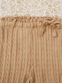 SHEIN Chica Joven Pantalones bajo con fruncido tejido