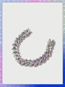 SHEIN 1pc Fashionable Colorful Decor Metallic Chain Bracelet For Boy, Girl And Kids, Exquisite Jewelry Gift