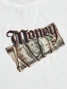 Manfinity VCAY Hombres Camiseta con estampado de letra y figura - Blanco - Ver 4
