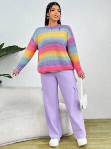 SHEIN EZwear Talla grande Jersey de ombré de hombros caídos - Multicolor - Ver 4