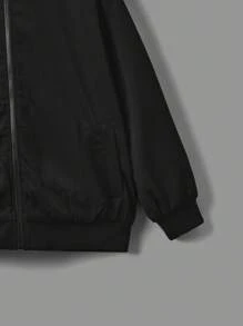 SHEIN 女大童拉鏈開襟加絨內裏連帽夾克 - 米色 - 查看 4