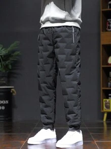 男士斜口袋長褲 - 黑色 - 查看 1