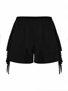 Calvaya Hơn Chất rắn Sọc Bên Quần short - màu đen - Xem 1