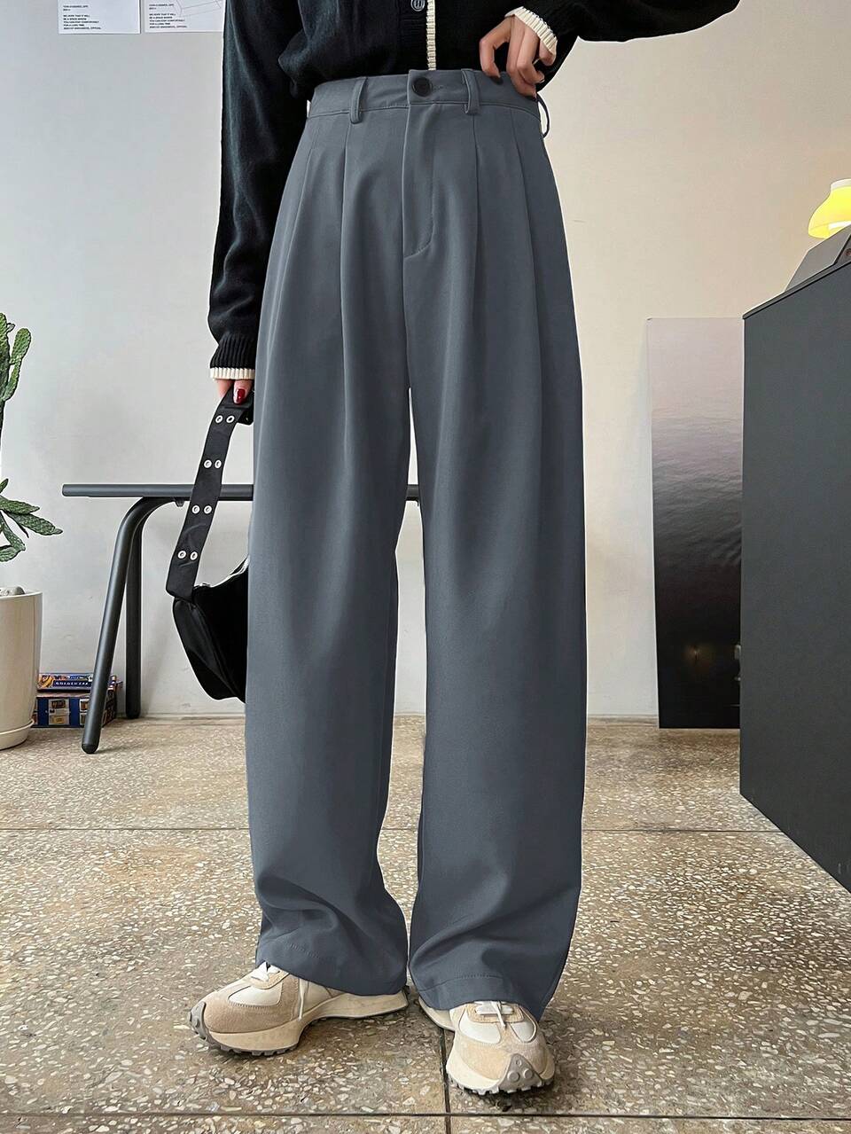 Casual Business Straight Leg Solid Color Pants,Women Dress Pants,Back To School Clothes,Teacher Pants Fall