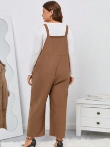 SHEIN Unity Plus 1pc Dual Pocket Overall Jumpsuit - Brown - View 2